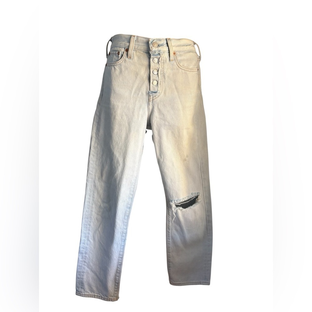 Levi's Women's Light Blue wedgie Straight Leg Jeans button fly sz 25 preloved - Picture 4 of 12